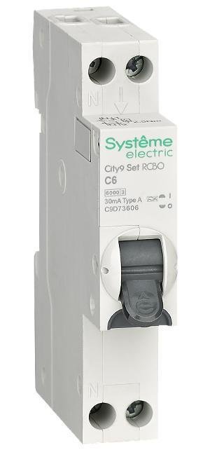 Systeme Electric C9D73606 АВДТ City9 1П+Н C6 6000A 30мА A 18мм