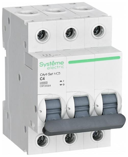 Systeme Electric C9F34304 Выключатель автоматический City9 Set C 4A 3P 4,5kA [в упакове 4, цена за 1 шт]