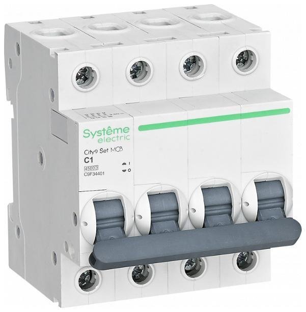 Systeme Electric C9F34401 Выключатель автоматический City9 Set C 1A 4P 4,5kA [в упакове 3, цена за 1 шт]