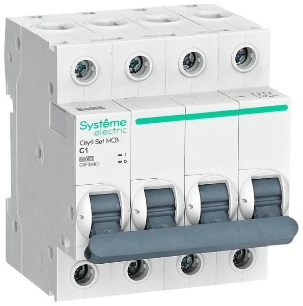 Systeme Electric C9F36401 Выключатель автоматический City9 Set C 1A 4P 6kA [в упакове 3, цена за 1 шт]