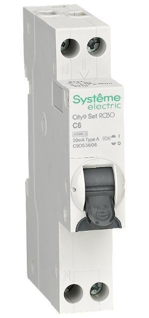 Systeme Electric C9D53606 АВДТ City9 1П+Н C6 4500A 30мА A 18мм