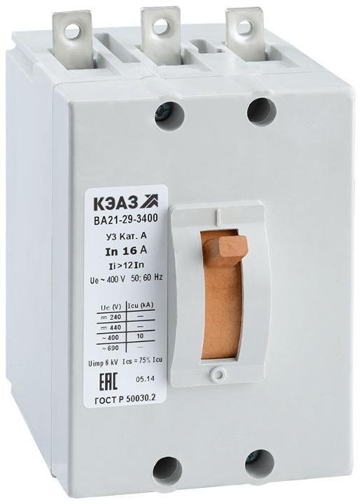 КЭАЗ 103180 Выключатель автоматический ВА21-29-340010-63А-6Iн-400AC-У3
