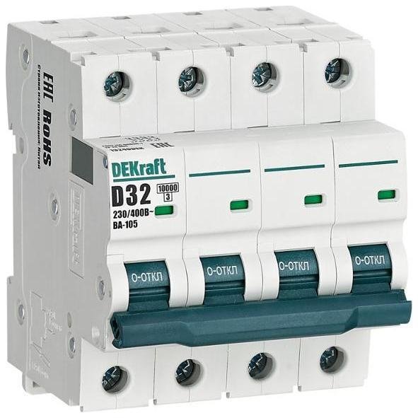 DEKraft 13240DEK Выключатель автоматический четырехполюсный ВА-105 32А D 10кА