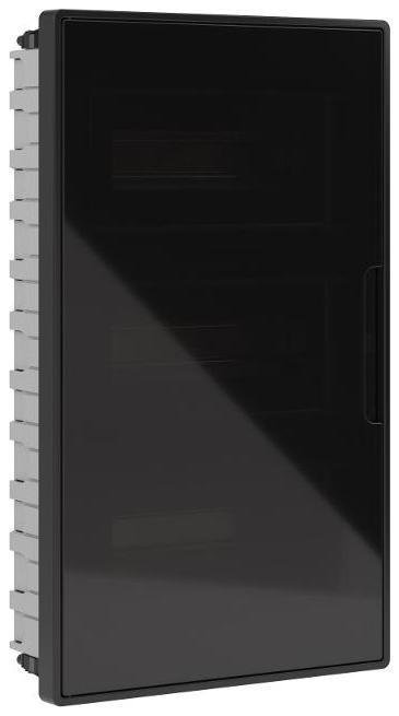 DKC F36B3BD Щиток 36 мод встраиваемый для полых стен Фрейм (FRAME), черный, с тонир. дв., с 4 шинами PEN (2шт на 8 отв. и 2шт на 10 отв.)