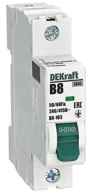 DEKraft 12206DEK Выключатель автоматический однополюсный ВА-103 1Р 8А характеристика B 6кА