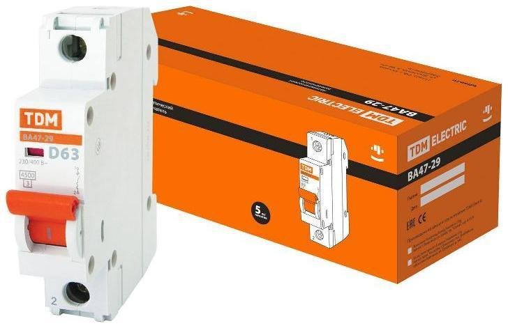 TDM electric SQ0206-0147 Выключатель автоматический однополюсный ВА47-29 63А D 4,5кА