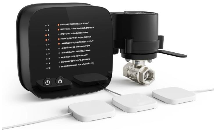 Ensystec ELP-KIT-1-GL20 Умное устройство контроля протечек воды, серия KIT-1-GL20, монтаж встроенный, защищенная от воды, цвет черный