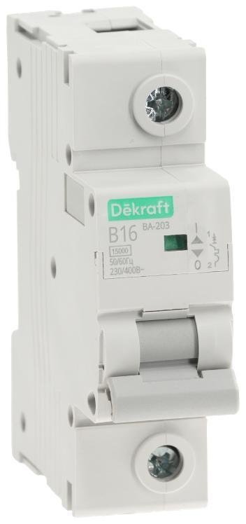 DEKraft 13404DEK Выключатель автоматический однополюсный ВА-203 1P 16A характеристика B 15кА