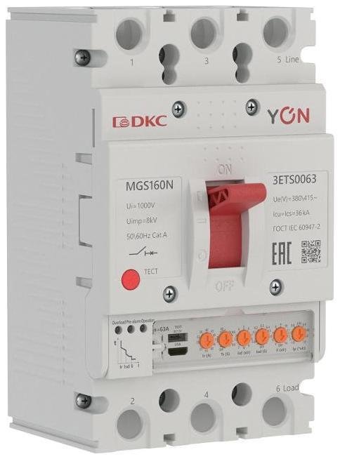 DKC MGS160N-3ETS0063 Авт. выкл. YON MGS160N 3P 25-63A 36kA с электронным расцепителем ETS