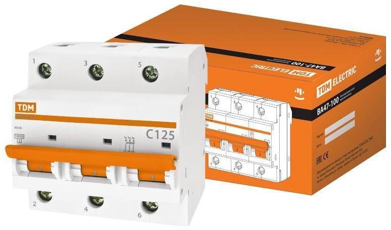 TDM electric SQ0207-0091 Выключатель автоматический трехполюсный ВА47-100 3Р 125А 10кА х-ка С