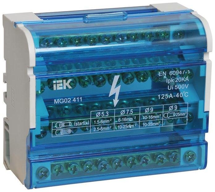 IEK YND10-4-11-125 Шины на DIN-рейку в корпусе (кросс-модуль) 3L+PEN 4х11