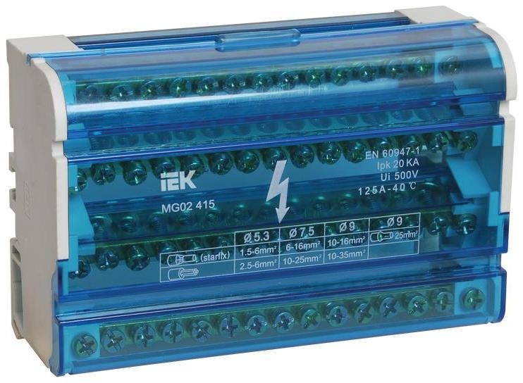 IEK YND10-4-15-125 Шины на DIN-рейку в корпусе (кросс-модуль) 3L+PEN 4х15