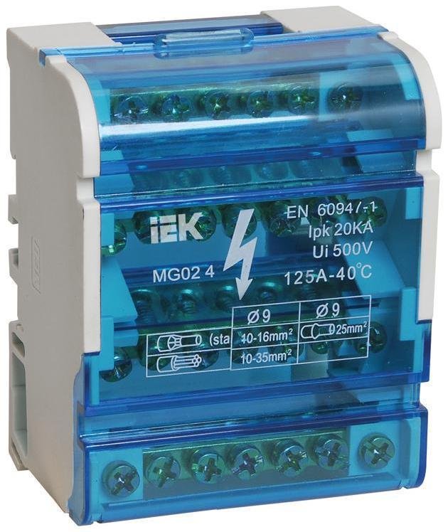 IEK YND10-4-07-100 Шины на DIN-рейку в корпусе (кросс-модуль) 3L+PEN 4х7