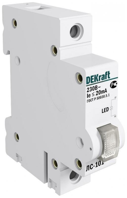 DEKraft 18010DEK Лампа сигнальная на DIN-рейку 1P цвет белый LED Л [в упаковке 12, цена за 1 шт]