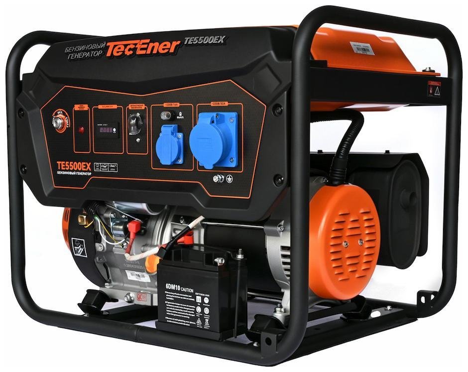 TecEner TE 5500EX (1130501) Бензиновый генератор TE5500EX 5.5 кВт, 1 фаза, розетка 16Ах1, 32Ах1, запуск ручной/электростарт, автономность 8 часов, бак 25 литров, вес 79,6, размер 690х530х560, гарантия 2+2.