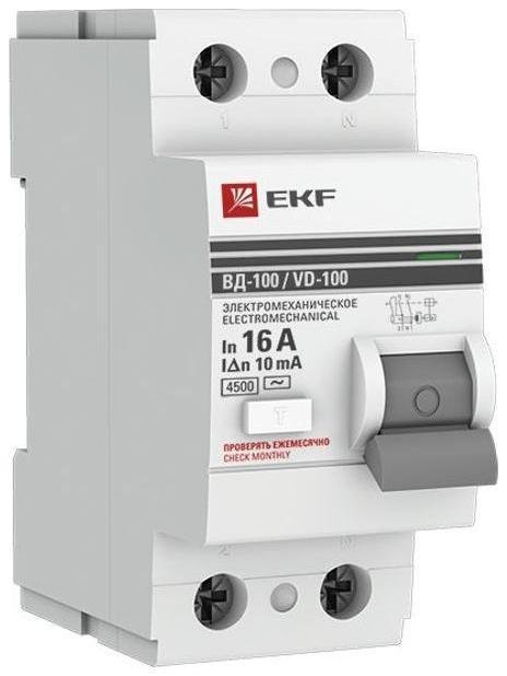 EKF elcb-2-16-10-em-pro Выключатель дифференциальный (УЗО) ВД-100 2п 16А 10мА (тип АС) PROximа