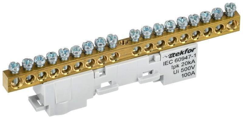 IEK TF-NN10-18-DL-K03 TEKFOR Шина L "фаза" неизолированная на универсальном держателе 6х9-18-Ср [в упаковке 5, цена за 1 шт]
