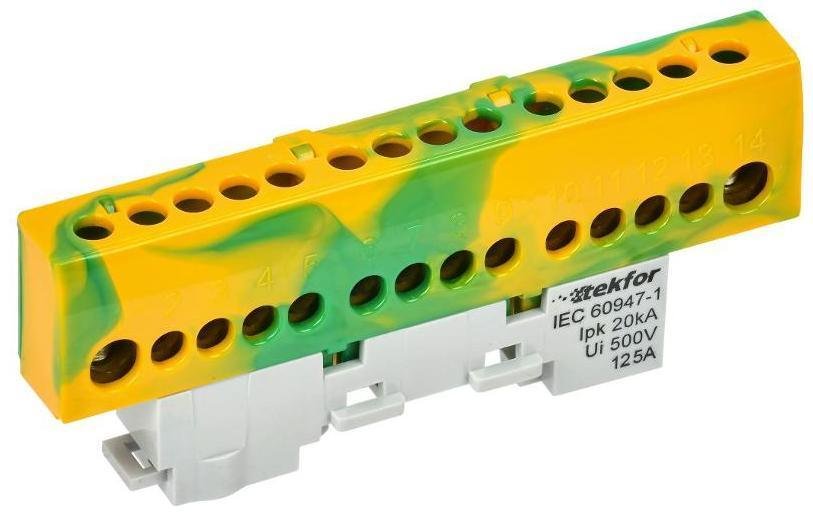 IEK TF-NN20-14-KL-K52 TEKFOR Шина PE "земля" изолированная на универсальном держателе 8х12-14-ЖЗ [в упаковке 5, цена за 1 шт]