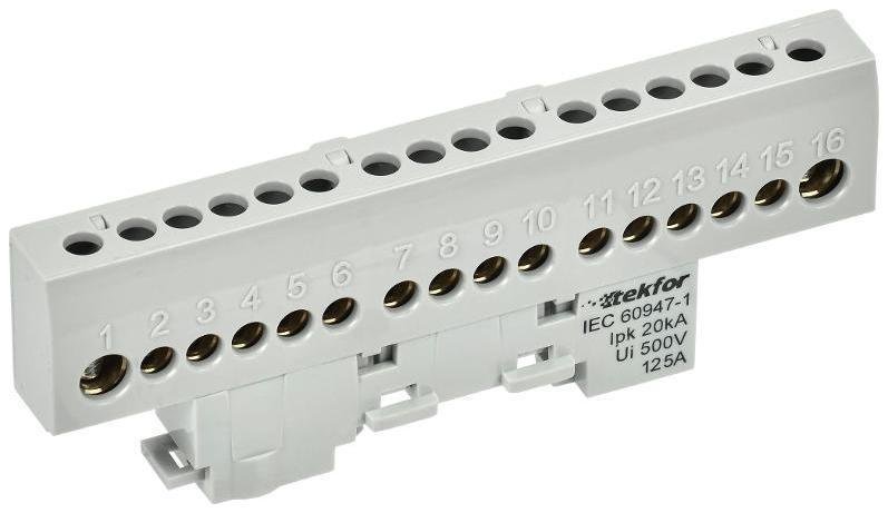 IEK TF-NN20-16-KL-K03 TEKFOR Шина L "фаза" изолированная на универсальном держателе 8х12-16-Ср [в упаковке 5, цена за 1 шт]