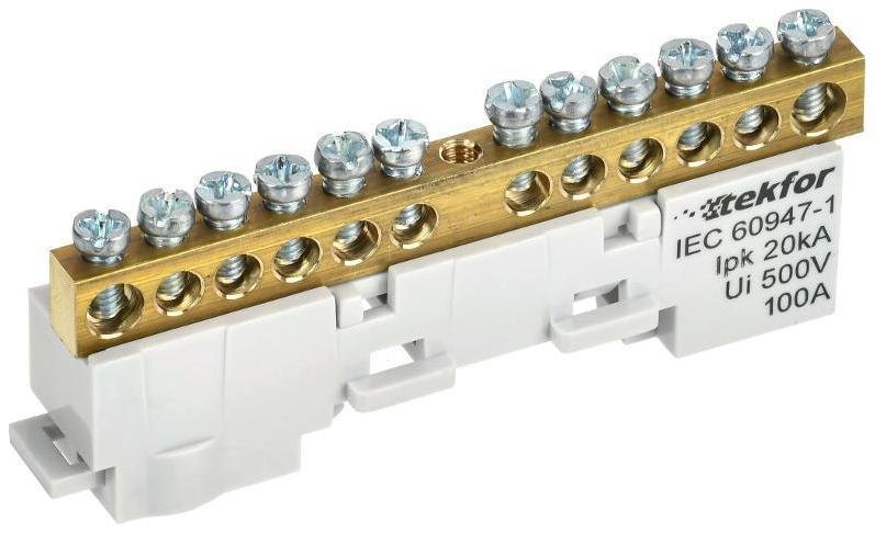 IEK TF-NN10-12-DL-K03 TEKFOR Шина L "фаза" неизолированная на универсальном держателе 6х9-12-Ср [в упаковке 5, цена за 1 шт]