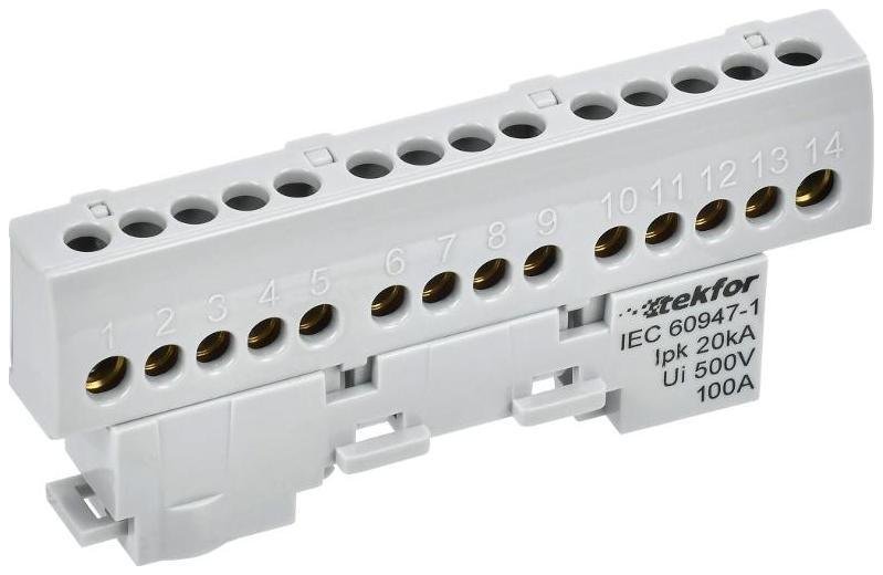 IEK TF-NN10-14-KL-K03 TEKFOR Шина L "фаза" изолированная на универсальном держателе 6х9-14-Ср [в упаковке 5, цена за 1 шт]