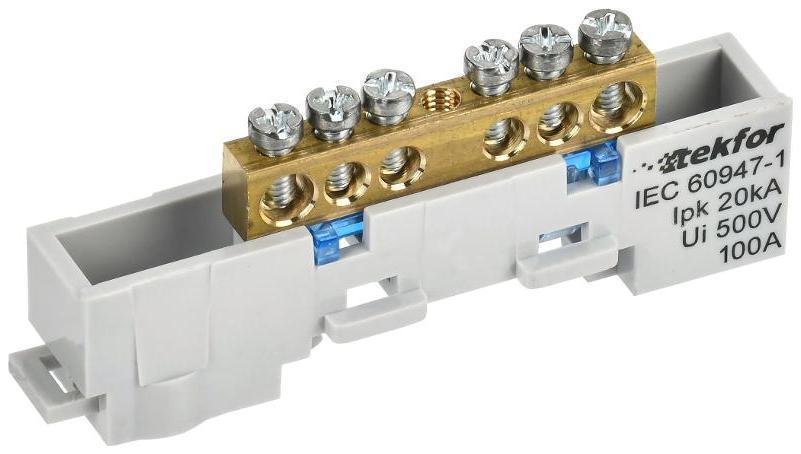 IEK TF-NN10-06-DL-K07 TEKFOR Шина N "ноль" неизолированная на универсальном держателе 6х9-6-С [в упаковке 5, цена за 1 шт]