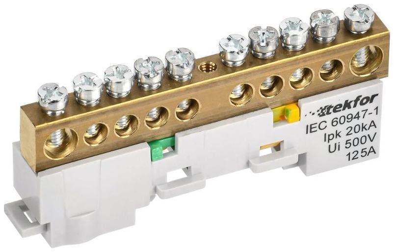 IEK TF-NN20-10-DL-K05 TEKFOR Шина PE "земля" неизолированная на универсальном держателе 8х12-10-Ж [в упаковке 5, цена за 1 шт]