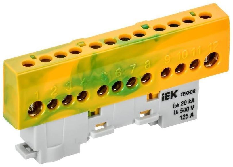 IEK TF-NN20-12-KL-K52 TEKFOR Шина PE "земля" изолированная на универсальном держателе 8х12-12-ЖЗ