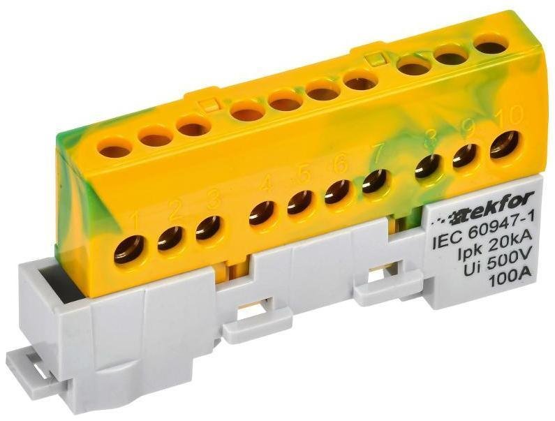 IEK TF-NN10-10-KL-K52 TEKFOR Шина PE "земля" изолированная на универсальном держателе 6х9-10-ЖЗ [в упаковке 5, цена за 1 шт]