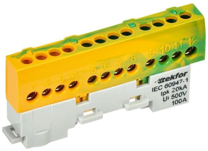 IEK TF-NN10-12-KL-K52 TEKFOR Шина PE "земля" изолированная на универсальном держателе 6х9-12-ЖЗ [в упаковке 5, цена за 1 шт]