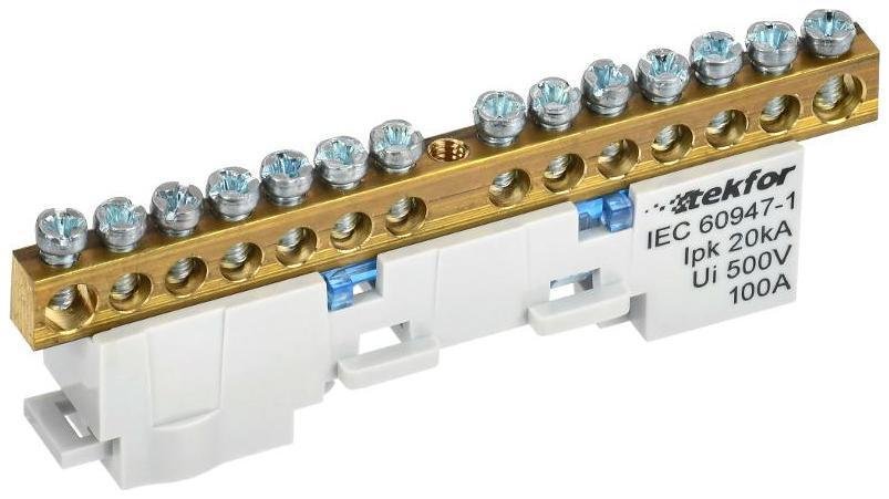 IEK TF-NN10-14-DL-K07 TEKFOR Шина N "ноль" неизолированная на универсальном держателе 6х9-14-С [в упаковке 5, цена за 1 шт]