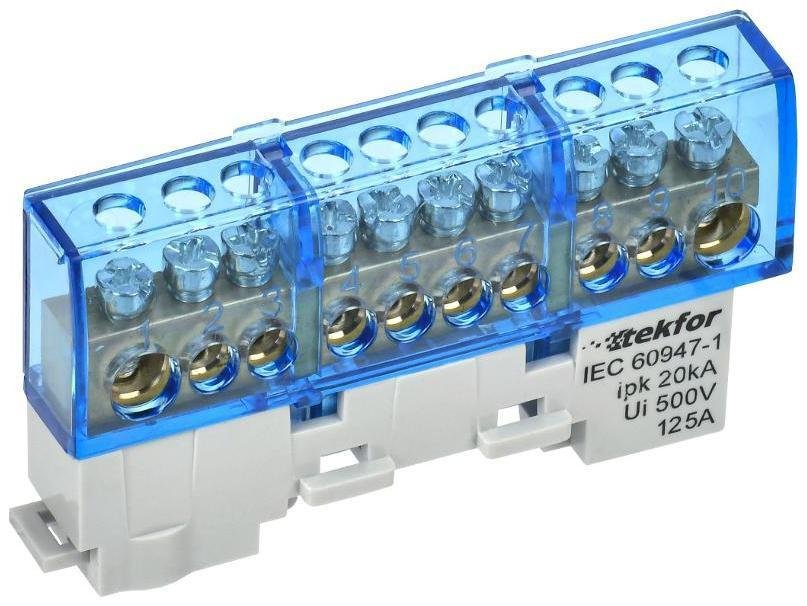 IEK TF-NN20-10-KL-K07 TEKFOR Шина N "ноль" изолированная на универсальном держателе 8х12-10-С [в упаковке 5, цена за 1 шт]