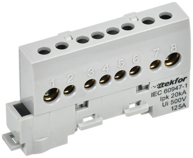 IEK TF-NN20-08-KL-K03 TEKFOR Шина L "фаза" изолированная на универсальном держателе 8х12-8-Ср [в упаковке 5, цена за 1 шт]