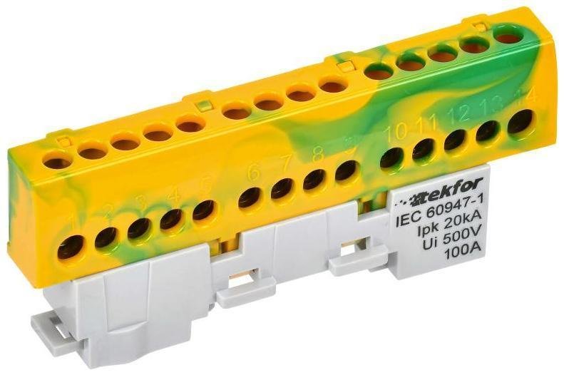 IEK TF-NN10-14-KL-K52 TEKFOR Шина PE "земля" изол на универсальном держателе 6х9-14-ЖЗ [в упаковке 5, цена за 1 шт]