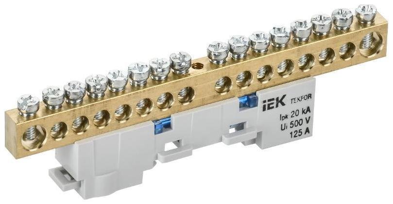 IEK TF-NN20-16-DL-K07 TEKFOR Шина N "ноль" неизолированная на универсальном держателе 8х12-16-С [в упаковке 5, цена за 1 шт]