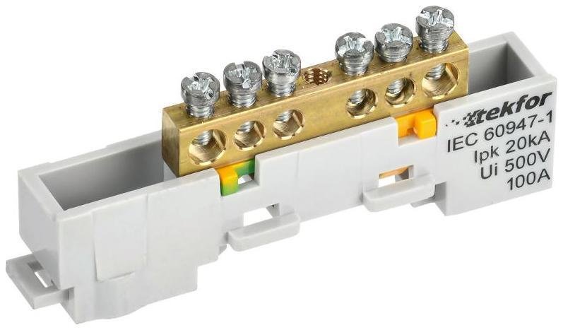 IEK TF-NN10-06-DL-K05 TEKFOR Шина PE "земля" неизолированная на универсальном держателе 6х9-6-Ж [в упаковке 5, цена за 1 шт]