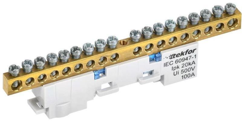 IEK TF-NN10-18-DL-K07 TEKFOR Шина N "ноль" неизолированная на универсальном держателе 6х9-18-С [в упаковке 5, цена за 1 шт]
