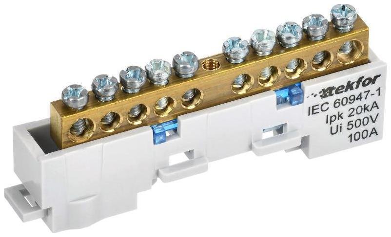 IEK TF-NN10-10-DL-K07 TEKFOR Шина N "ноль" неизолированная на универсальном держателе 6х9-10-С [в упаковке 5, цена за 1 шт]