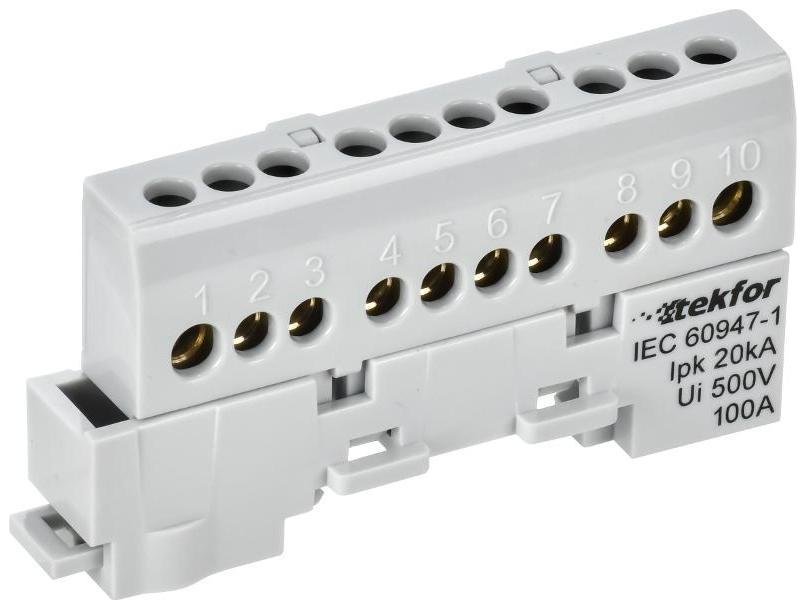 IEK TF-NN10-10-KL-K03 TEKFOR Шина L "фаза" изолированная на универсальном держателе 6х9-10-Ср [в упаковке 5, цена за 1 шт]