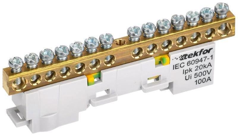 IEK TF-NN10-14-DL-K05 TEKFOR Шина PE "земля" неизолированная на универсальном держателе 6х9-14-Ж [в упаковке 5, цена за 1 шт]