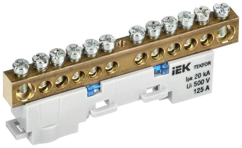 IEK TF-NN20-12-DL-K07 TEKFOR Шина N "ноль" неизолированная на универсальном держателе 8х12-12-С [в упаковке 5, цена за 1 шт]