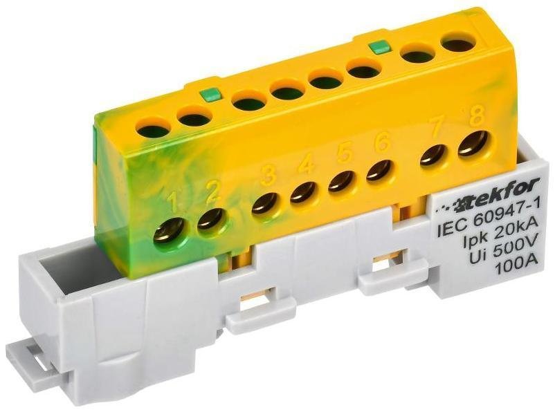 IEK TF-NN10-08-KL-K52 TEKFOR Шина PE "земля" изолированная на универсальном держателе 6х9-8-ЖЗ [в упаковке 5, цена за 1 шт]