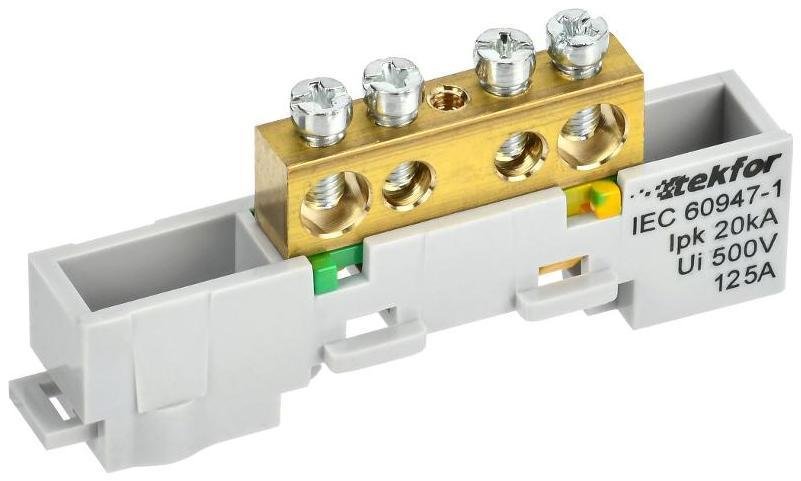 IEK TF-NN20-04-DL-K05 TEKFOR Шина PE "земля" неизолированная на универсальном держателе 8х12-4-Ж [в упаковке 5, цена за 1 шт]
