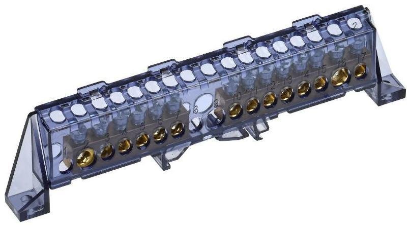 IEK TF-NN20-68-DP-K02 TEKFOR Шина N "ноль" в комбинированном DIN-изоляторе "Стойка" 8х12-(6+8)-Ч [в упаковке 5, цена за 1 шт]