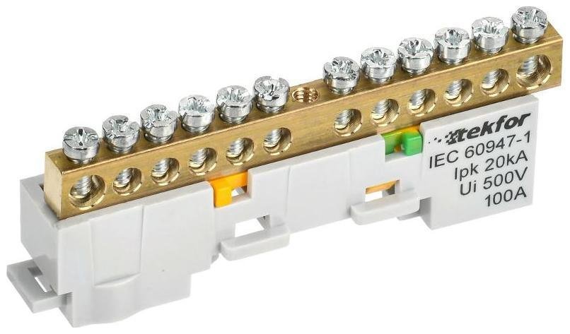 IEK TF-NN10-12-DL-K05 TEKFOR Шина PE "земля" неизолированная на универсальном держателе 6х9-12-Ж [в упаковке 5, цена за 1 шт]