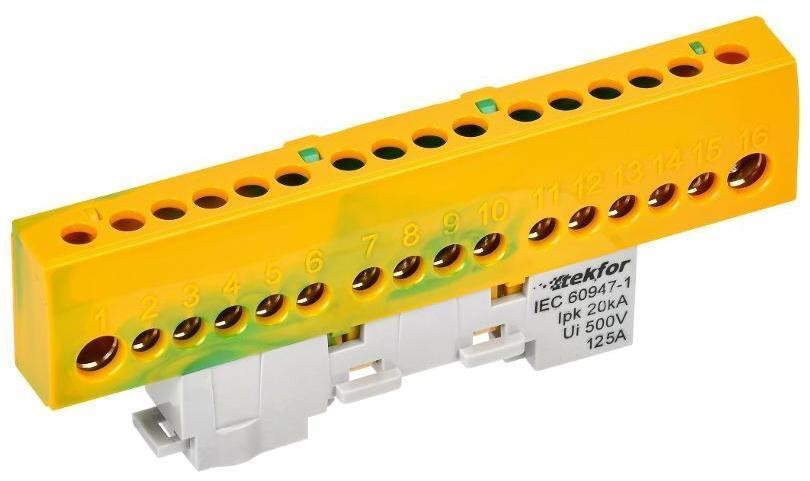 IEK TF-NN20-16-KL-K52 TEKFOR Шина PE "земля" изолированная на универсальном держателе 8х12-16-ЖЗ