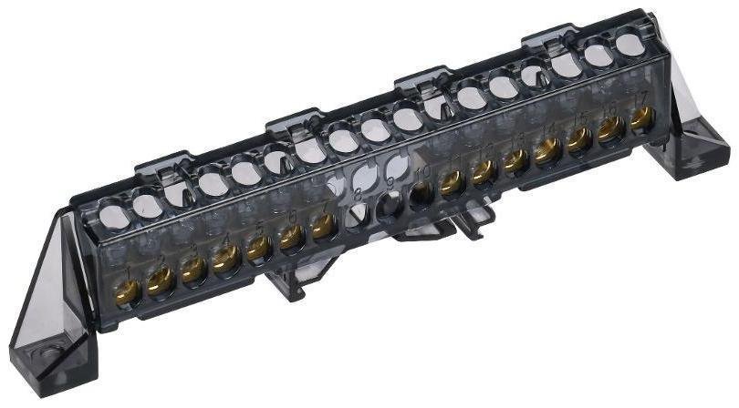 IEK TF-NN10-77-DP-K02 TEKFOR Шина N "ноль" в комбинированном DIN-изоляторе "Стойка" 6х9-(7+7)-Ч [в упаковке 5, цена за 1 шт]