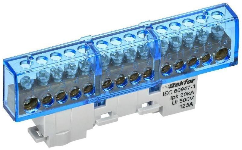 IEK TF-NN20-14-KL-K07 TEKFOR Шина N "ноль" изолированная на универсальном держателе 8х12-14-С [в упаковке 5, цена за 1 шт]