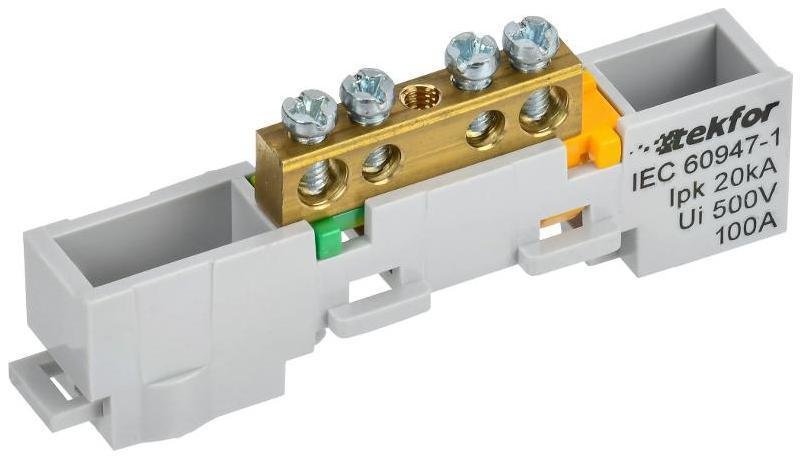 IEK TF-NN10-04-DL-K05 TEKFOR Шина PE "земля" неизолированная на универсальном держателе 6х9-4-Ж [в упаковке 5, цена за 1 шт]