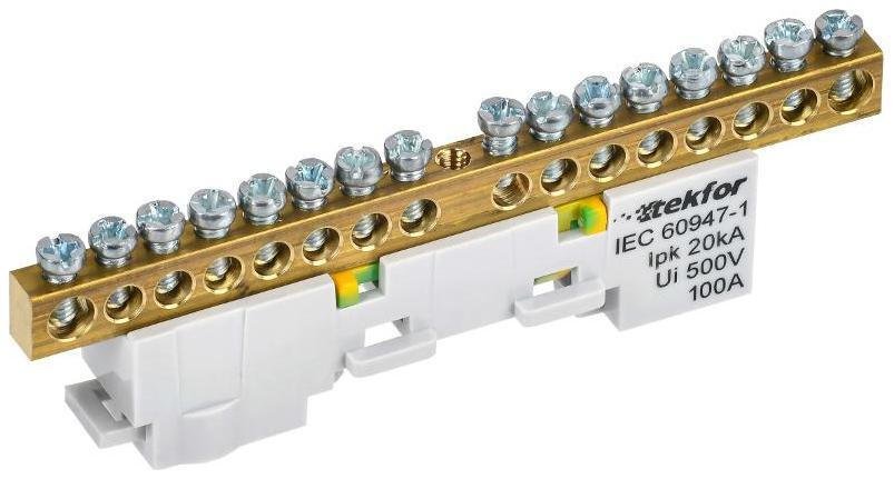 IEK TF-NN10-16-DL-K05 TEKFOR Шина PE "земля" неизолированная на универсальном держателе 6х9-16-Ж [в упаковке 5, цена за 1 шт]